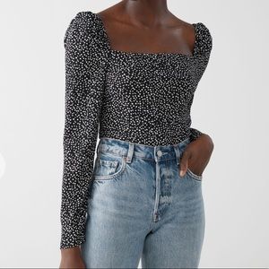 & Other Stories White Dots Puff Sleeve Top